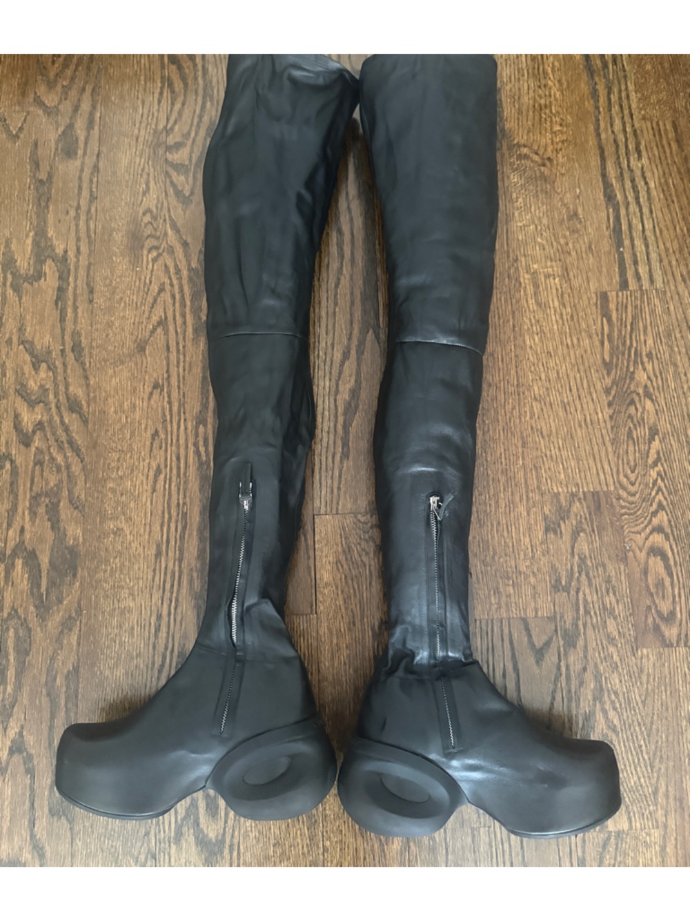 GIVENCHY G-Clog Lambskin Black Leather Over-the-knee Vouge Runway Boots Size 35 - Picture 15 of 16